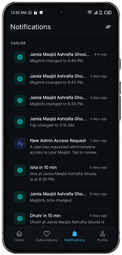 Prayer notifications and timing alerts